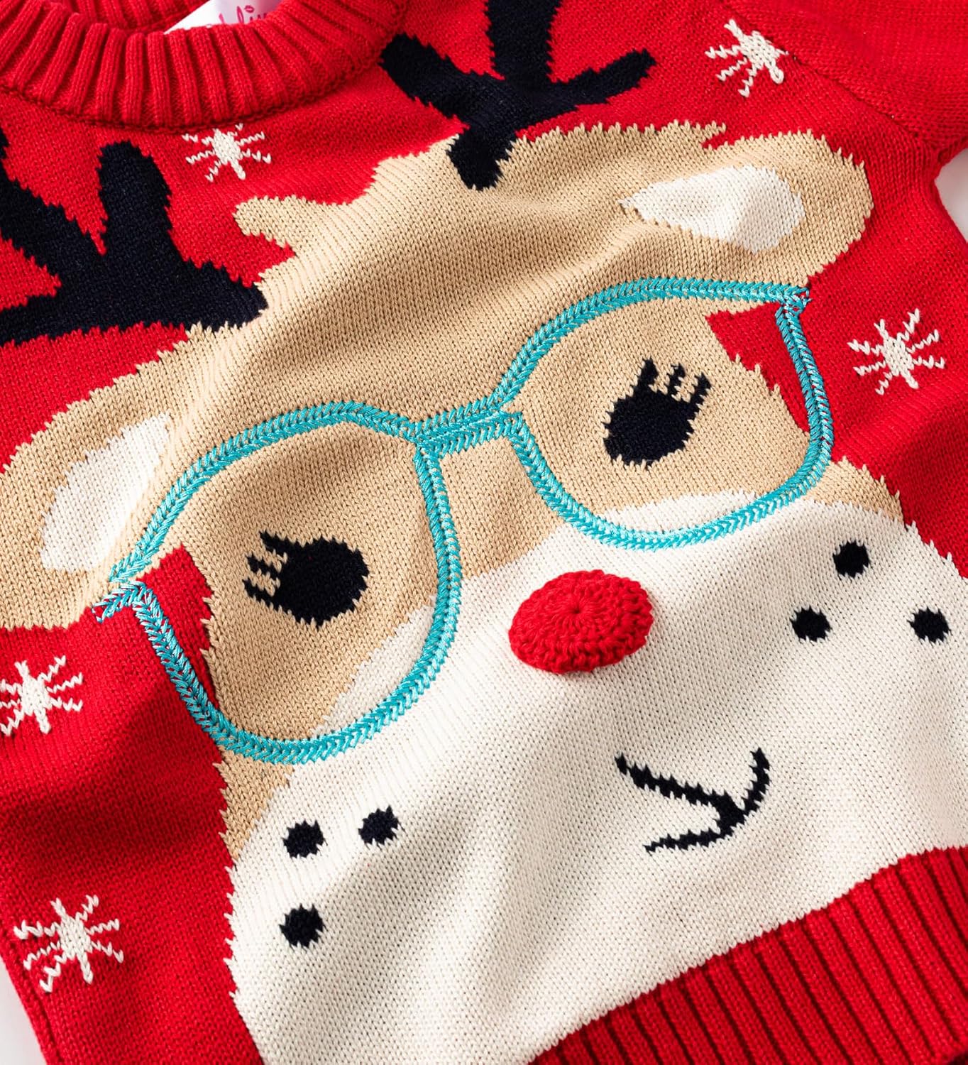 Velius Girl's Long Sleeve Knit Elk Christmas Sweater Tops