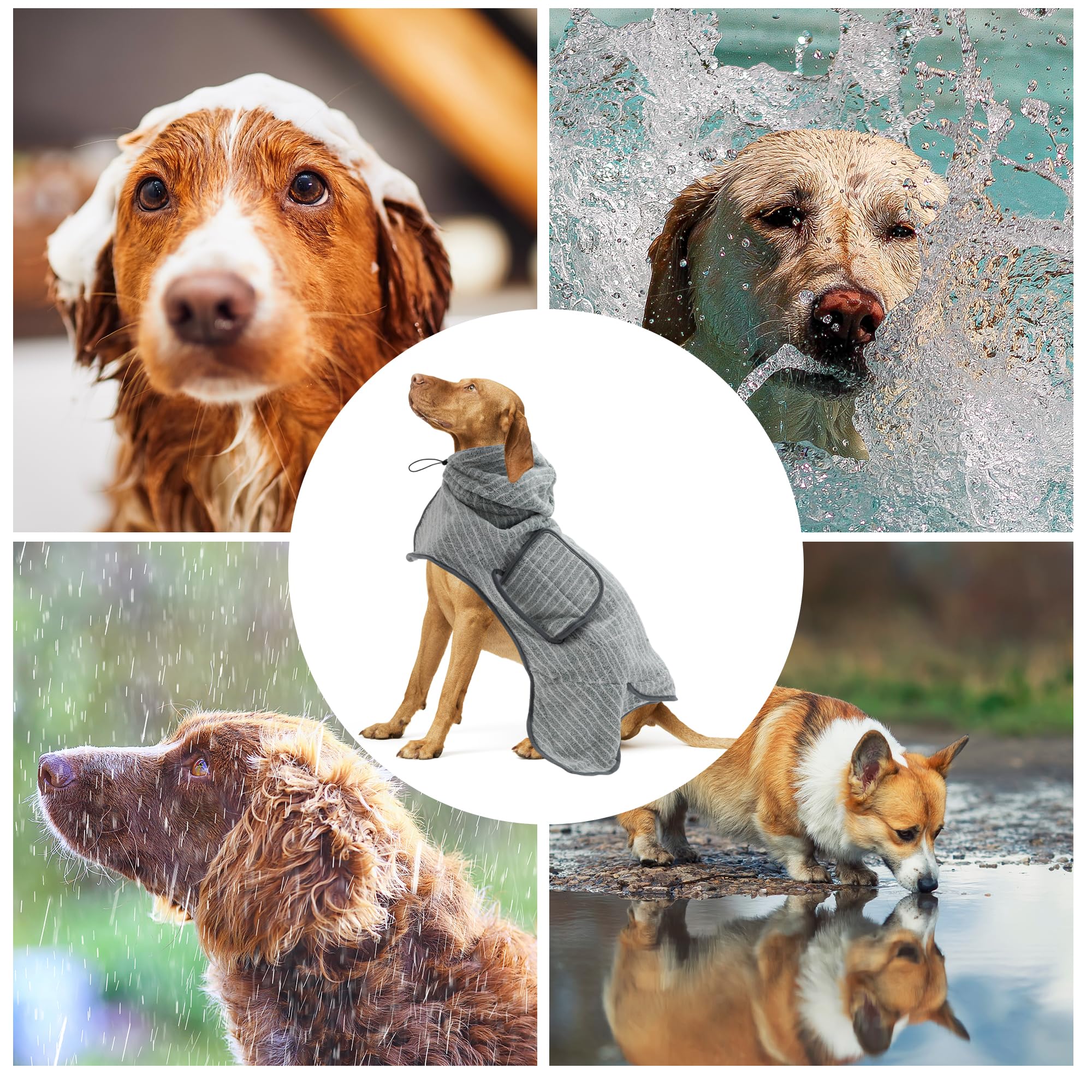 CAPASTEC Accappatoio Regolabile per Cani, Asciugamano Morbido e Ad Asciugatura Rapida per Cani, XL, Verde