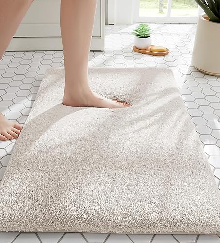 Miniatura 41 de MINIDEAR Alfombras de baño de 24 x 17 pulgadas, color gris volcánico, alfombra de baño de espuma elástica gruesa, ultra suave y esponjosa, Gris