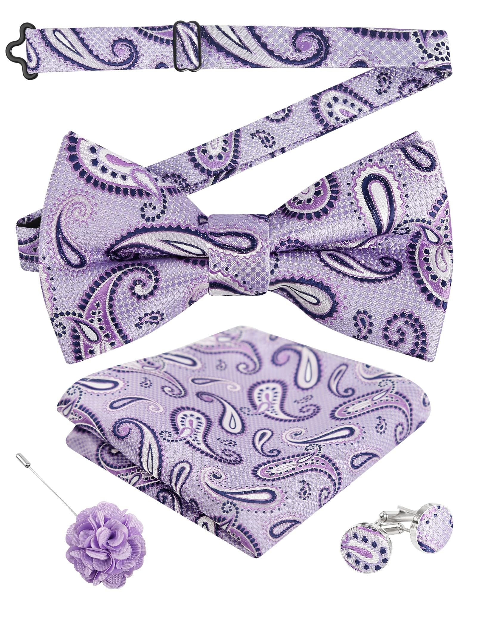 Alizeal Mens 4pcs Vintage Paisley Bow Tie Set