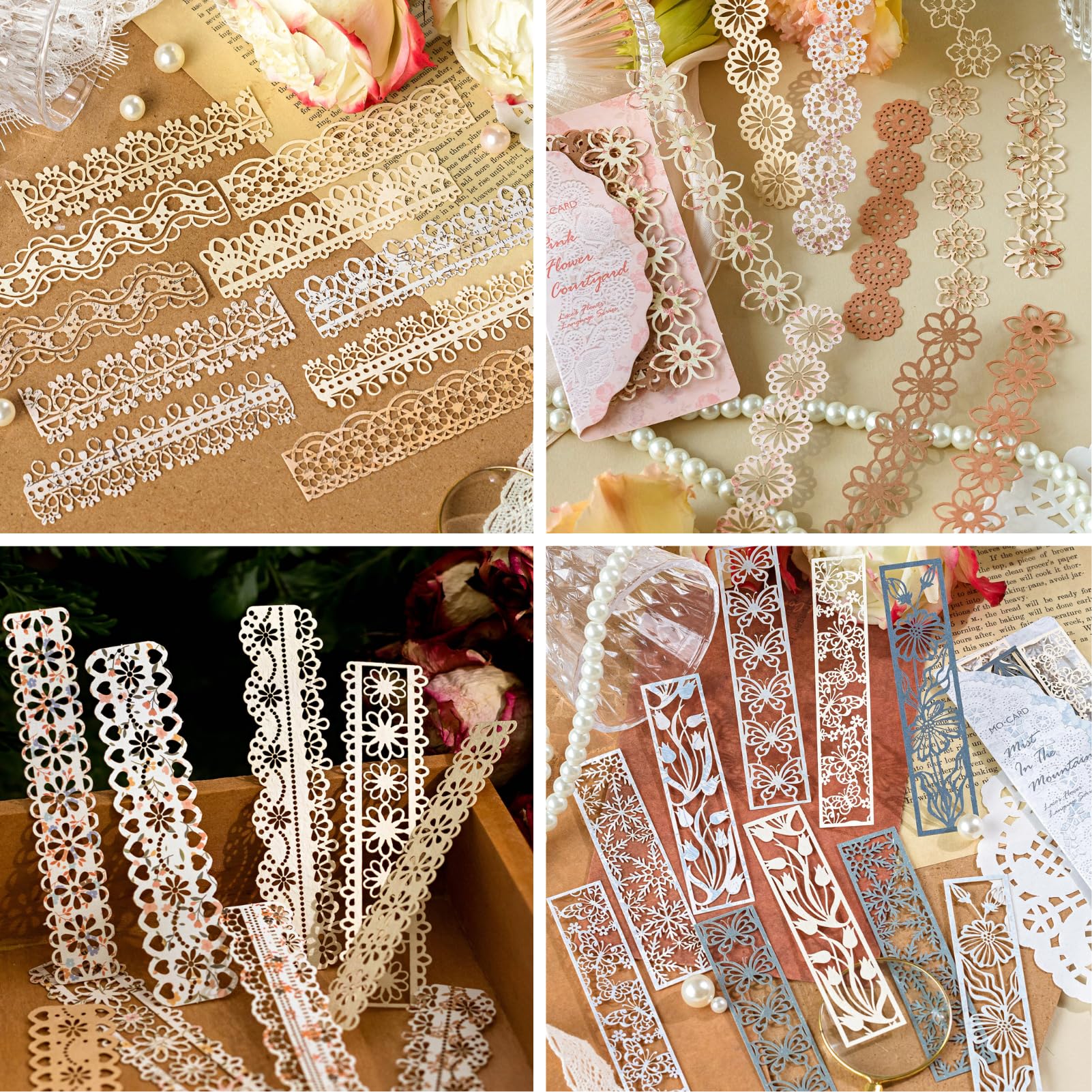 Amazon | Kigofora コラージュ 素材 レトロなレース素材紙 フレーク