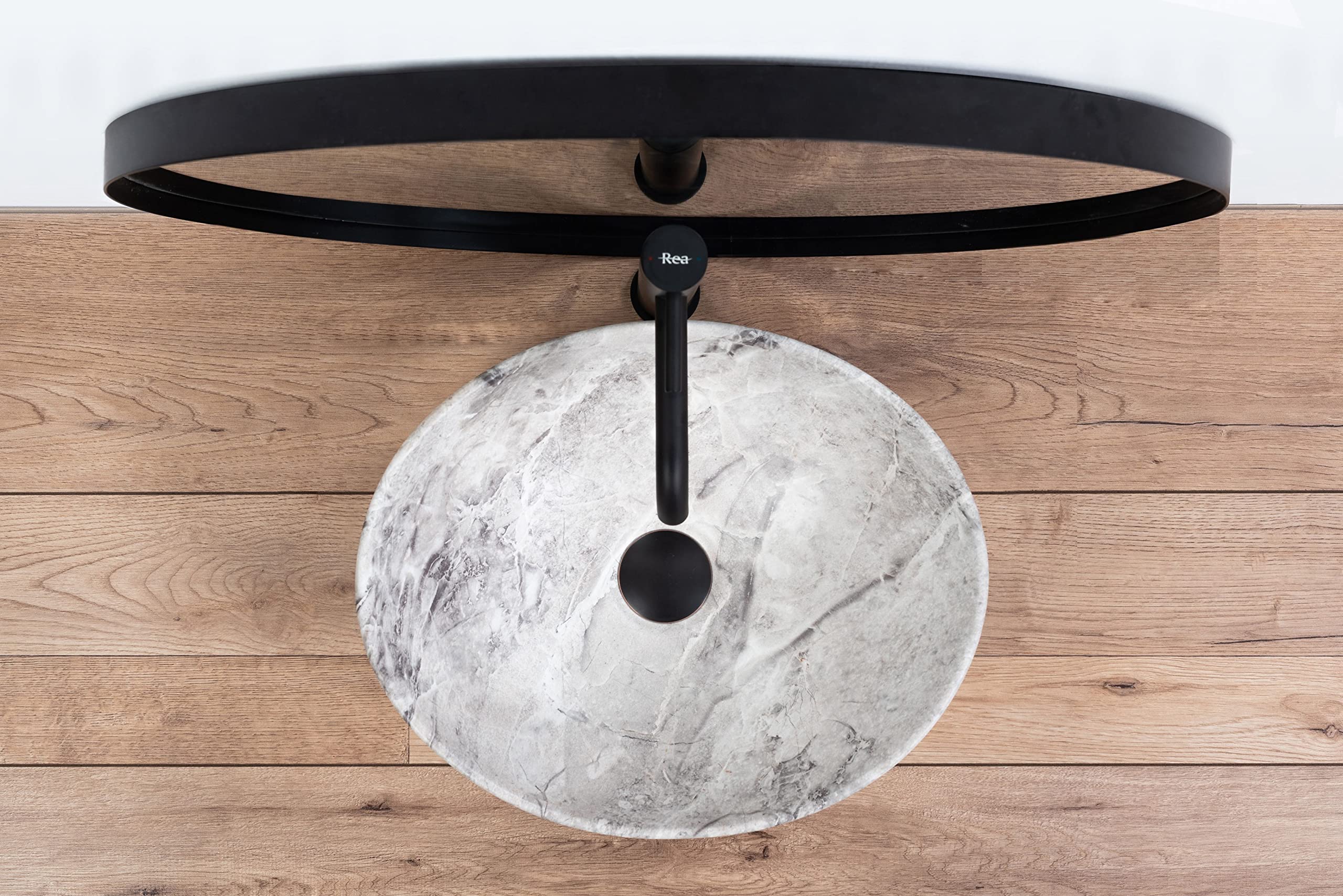 VBChome Lavabo de cerámica de 41 x 35 cm, diseño de piedra, mármol gris, pequeño lavabo para invitados, modelo 2