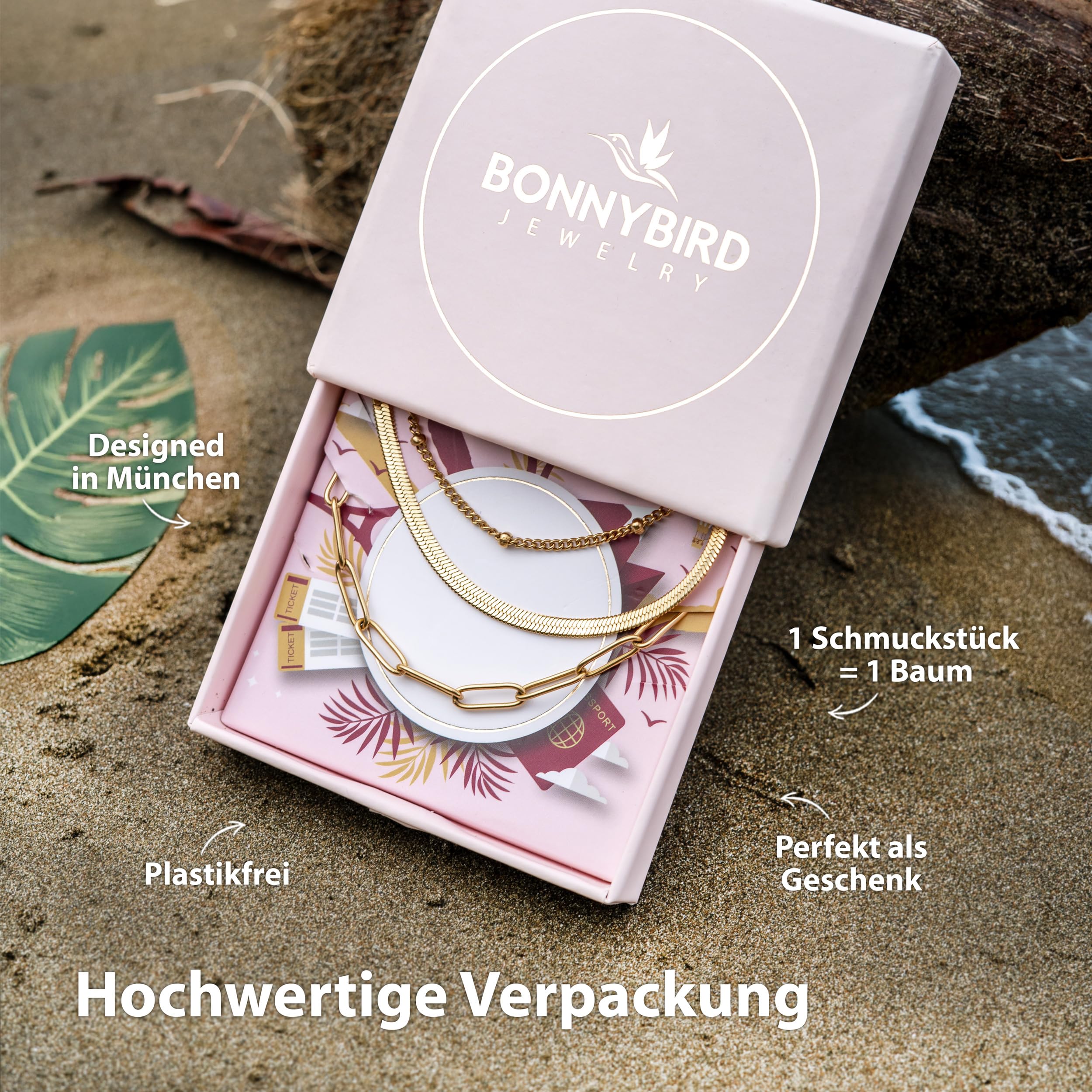 BONNYBIRD® Premium Edelstahl Armband Set Damen in Silber, Gold & Roségold, 100% Wasserfest & Hautverträglich BonnyShine