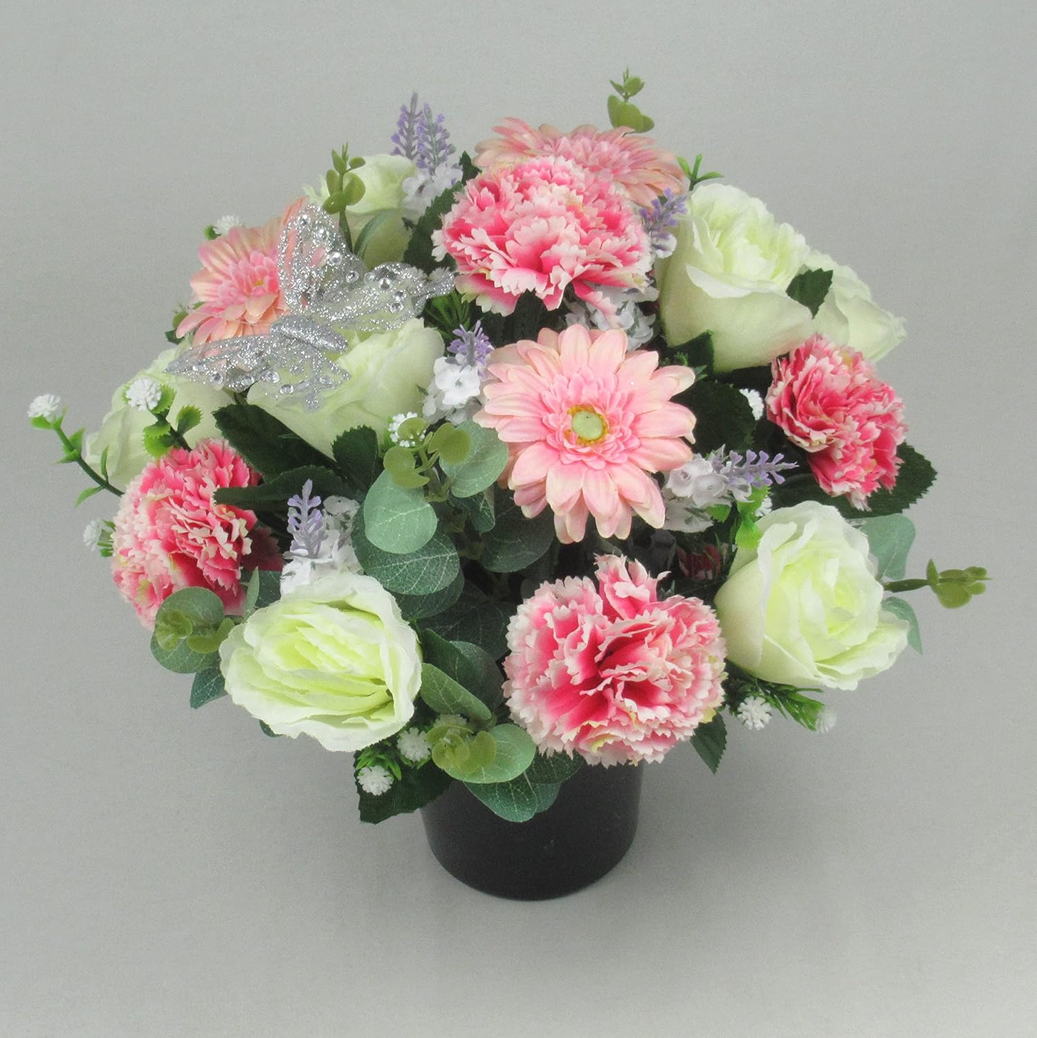 Mother's Day Artificial/Silk Flower Arrangement in Grave Pot, with