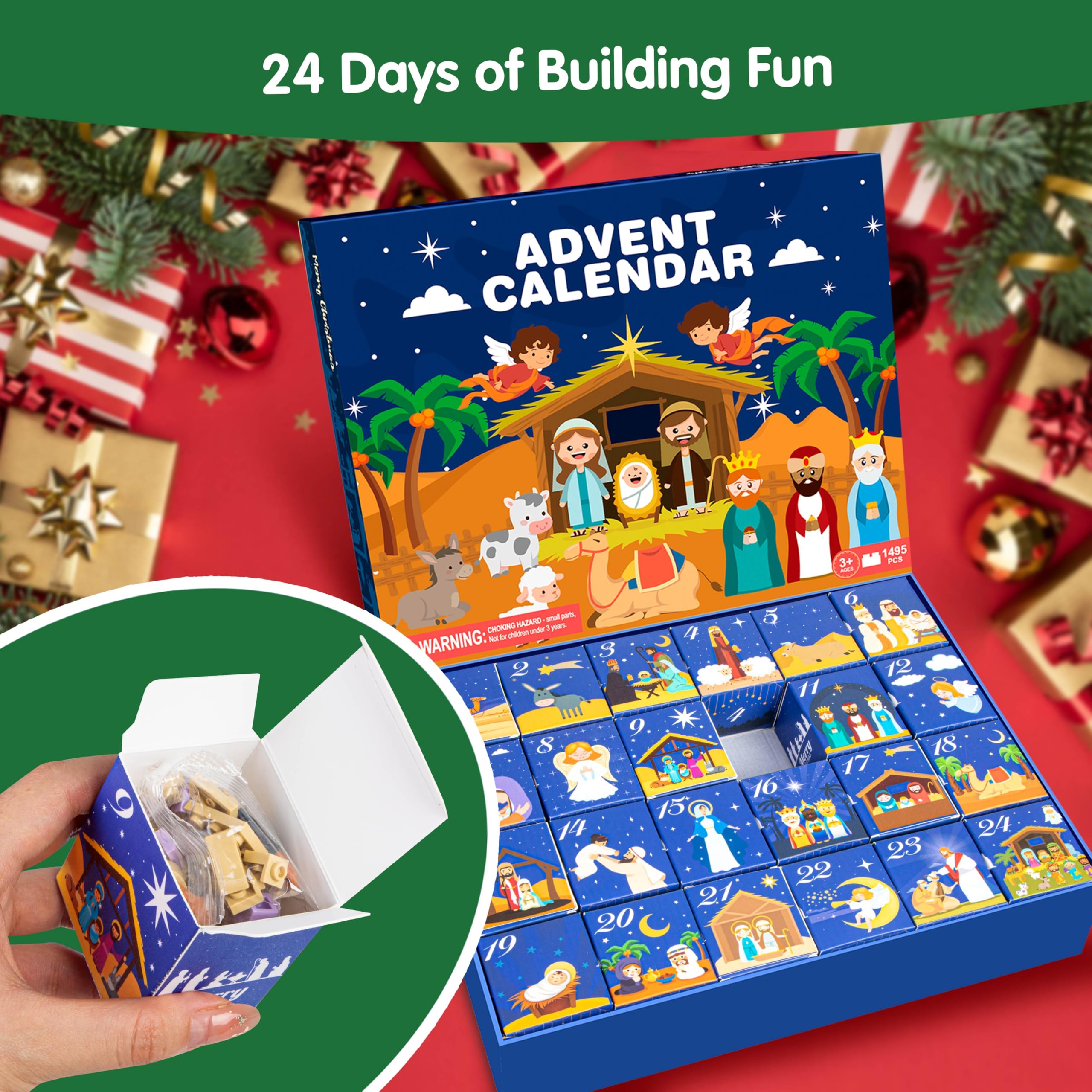 Snapklik.com : Nativity Advent Calendar 2025 Kids 24 Days Building ...