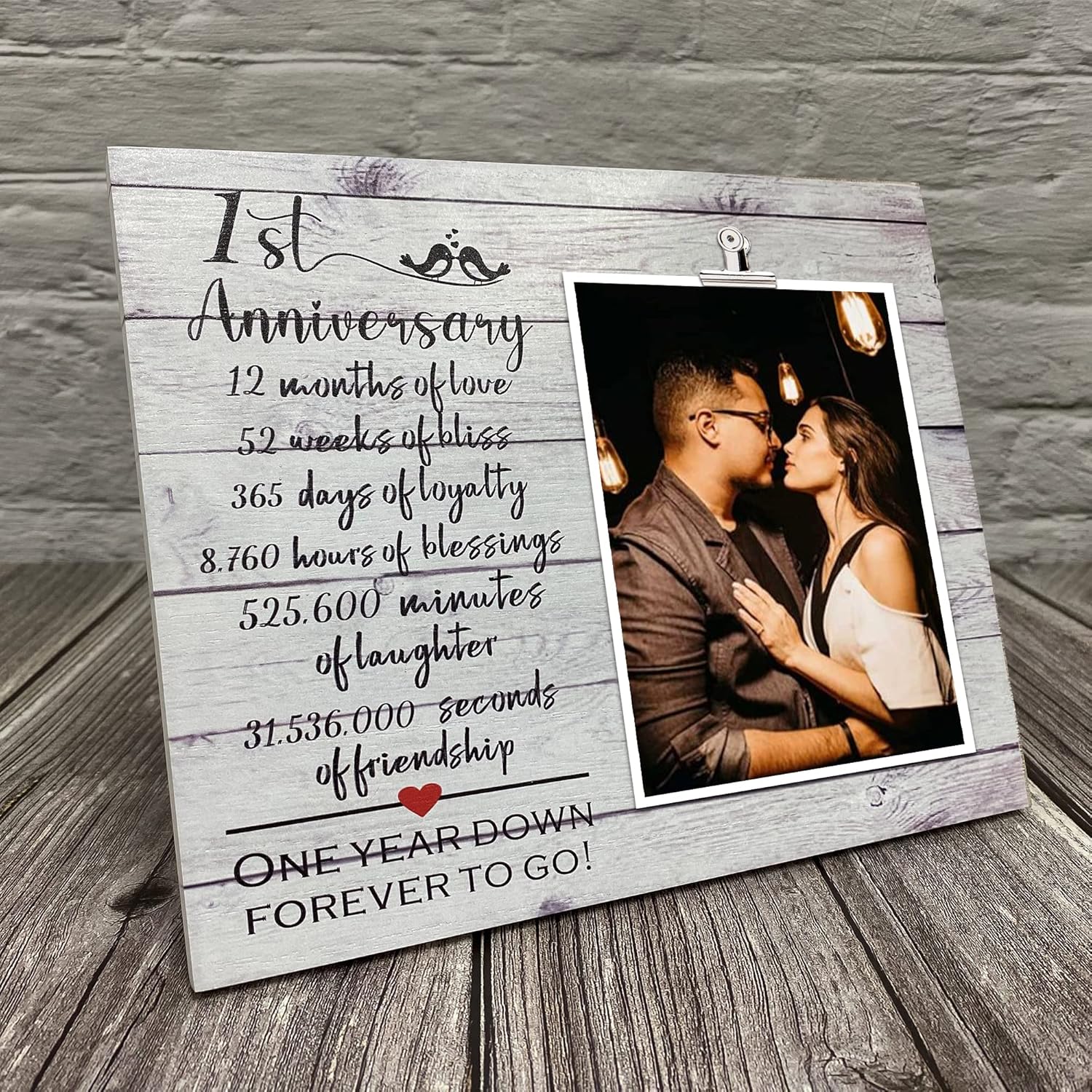 1 Year Anniversary Picture Frame Gifts for Couple, 1st Anniversary Frame for Her Him, One Year Anniversary Wedding Gifts for Wife Husband, First Year Anniversary Present for Girlfriend Boyfriend - Image 7