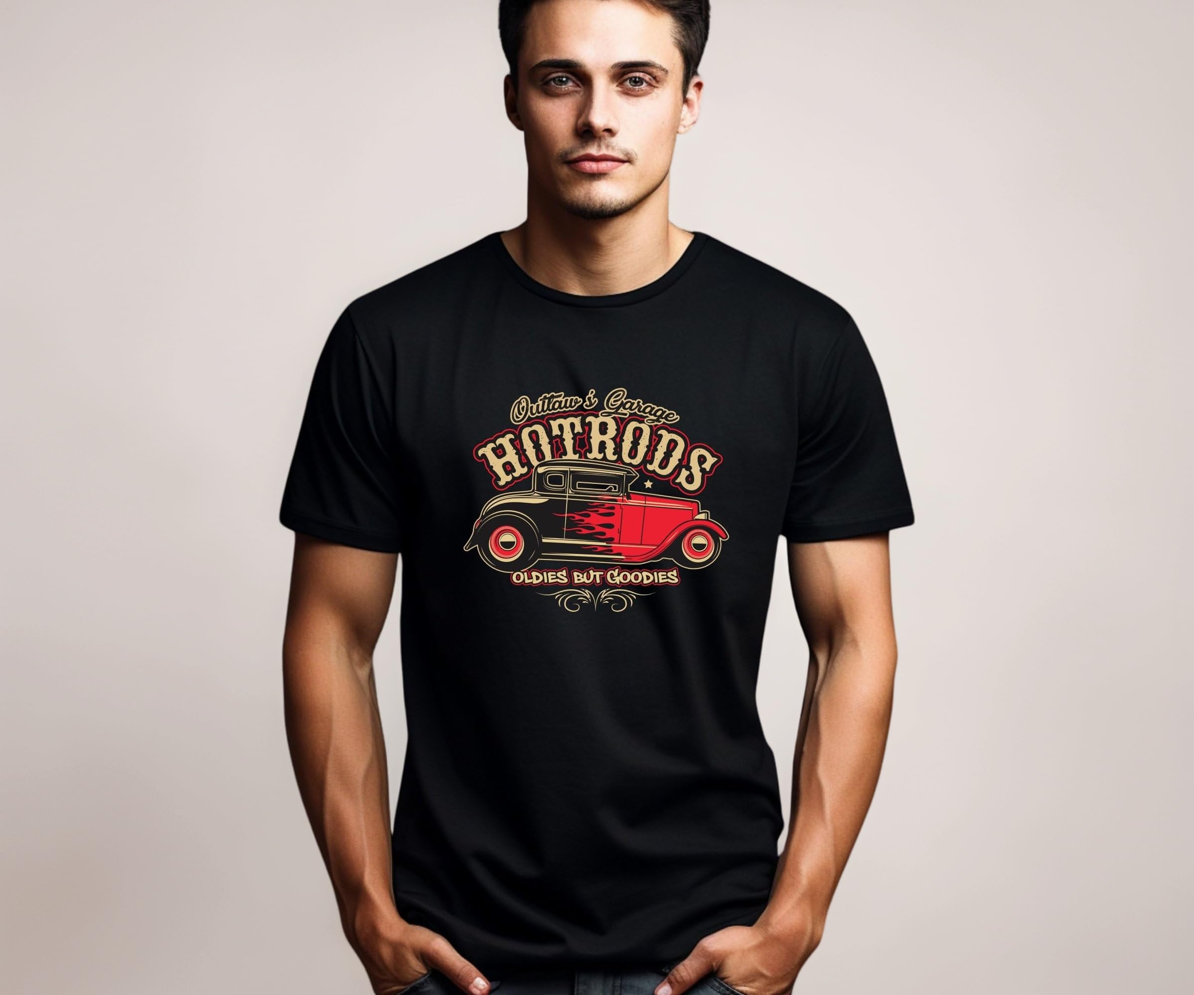 Vintage Hotrods T-Shirt, Classic Car Enthusiast Tee, Outlaw's Garage Oldies But Goodies Shirt