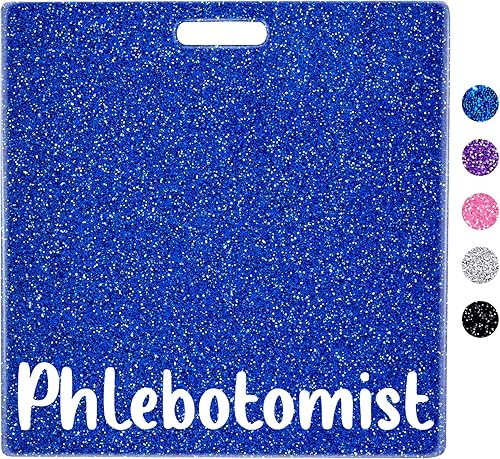 Plifal Insignia flebotomista portatarjetas para enfermera, accesorios de enfermería, color azul brillante, etiquetas de identificación horizontales