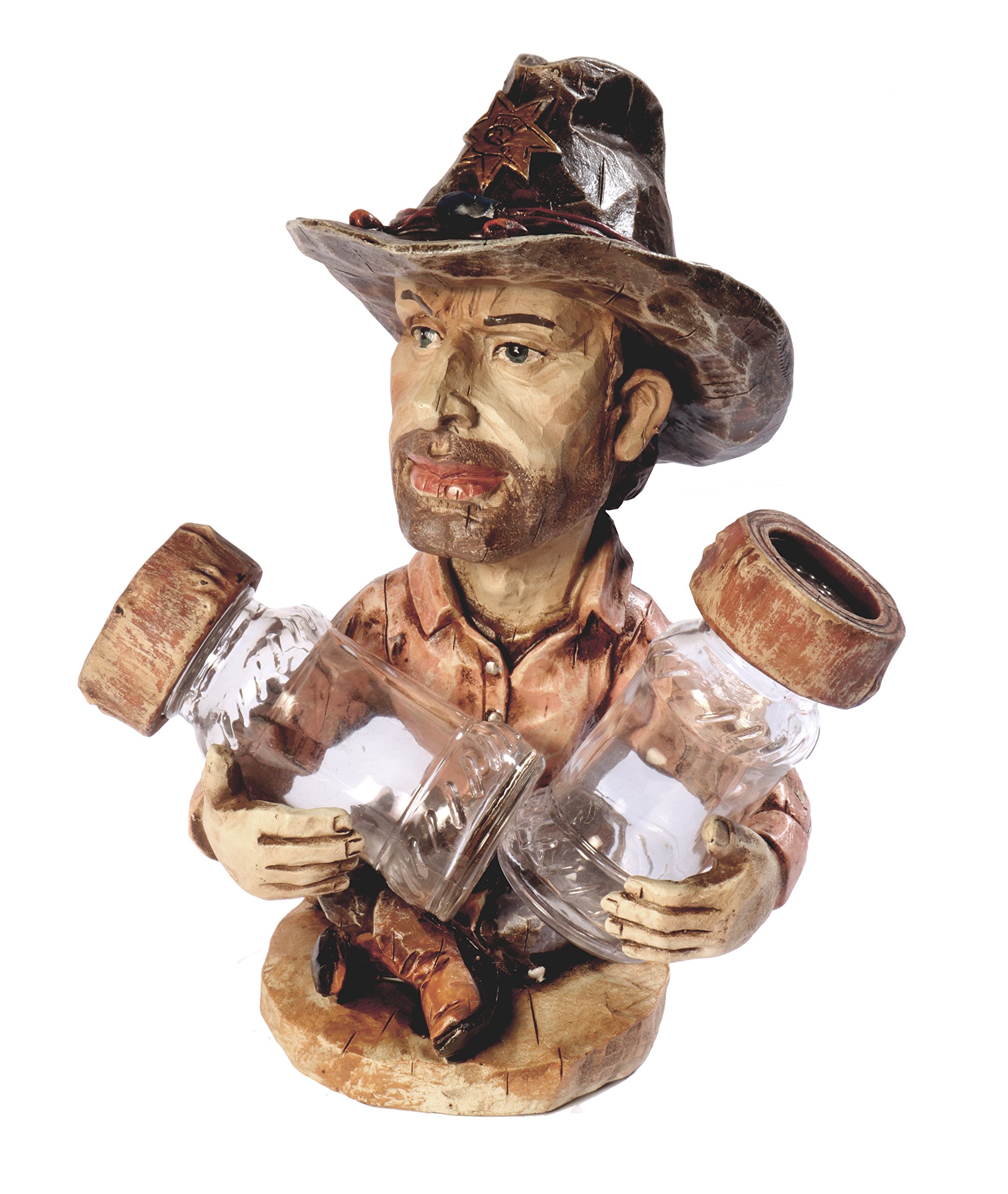 Saliera E Pepiera Cowboy Western | Set Formato Saloon In Poliresina, Contenitori In Vetro, Altezza 21 Cm, Regalo Originale