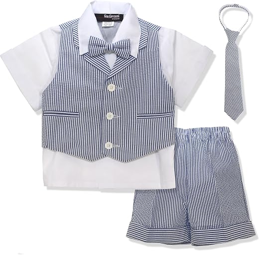 Gino Giovanni Baby Toddler Boy Seersucker Summer Suit Vest Short Set