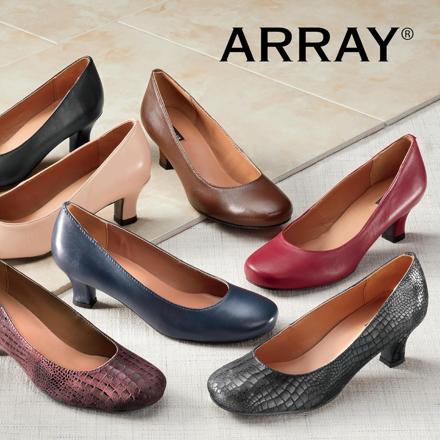 ARRAY Women’s Flatter Low Heel Leather Dress Pump