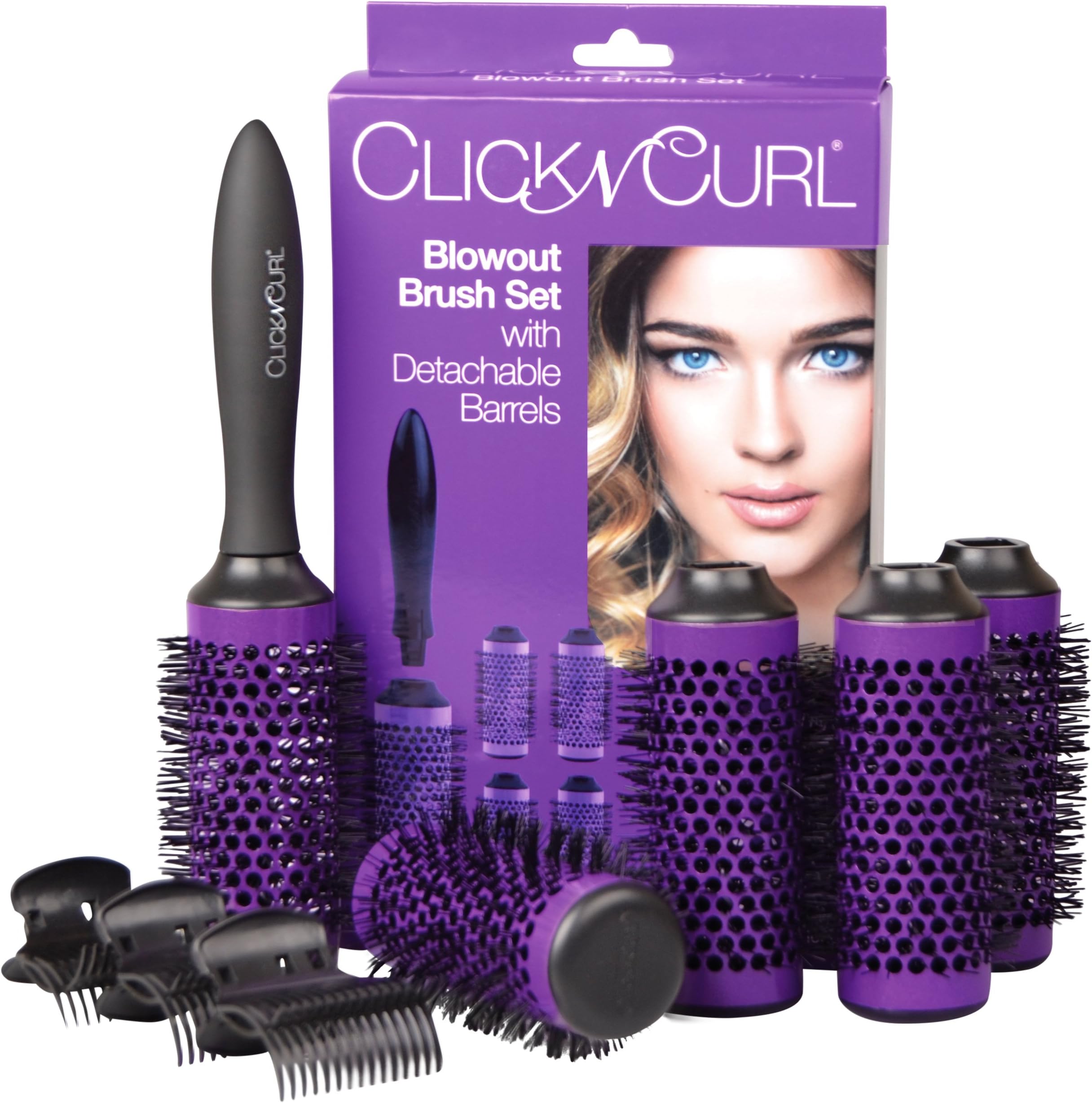 Aozzy 5PCS Round Brush for Blow Drying, Round Brush Set with Boar Bristle Curved