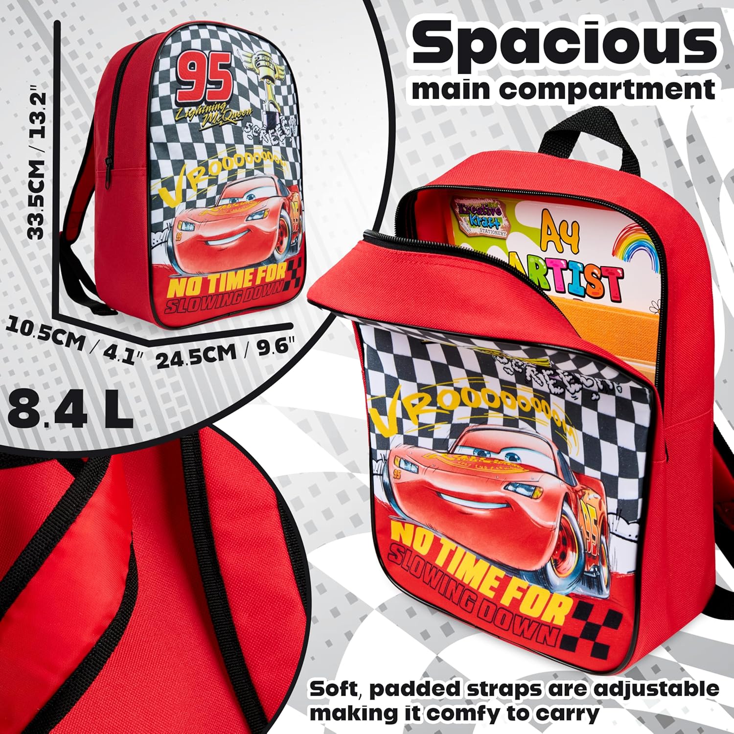 Get Trend Disney Cars Mini Backpack Kids Toddlers 12x9” Rucksack Kindergarten Bag Preschool Sports Travel Backpacks 3+ Gifts for Kids (Red Cars) - Image 2