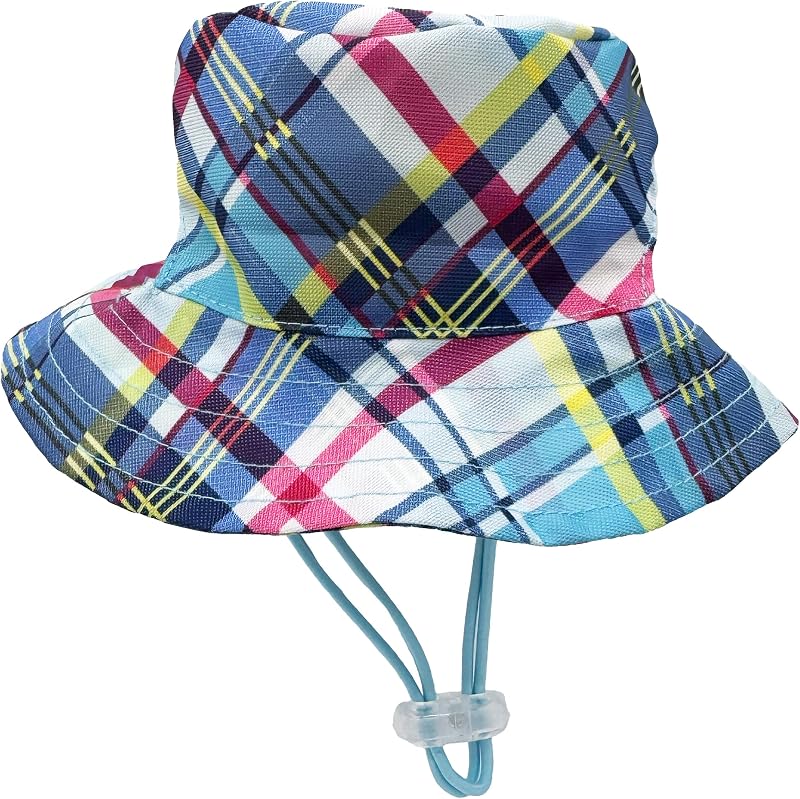Chapéu Bucket Hat para Cães e Gatos Huxley & Kent Azul Madras, Tamanho Médio