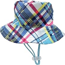 Huxley & Kent Pet Hat - Fun Hat for Dogs & Cats - Cute, Comfortable and Fun - SnugFit Strings for Best Fit - Bucket Hat Blue Madras, Large