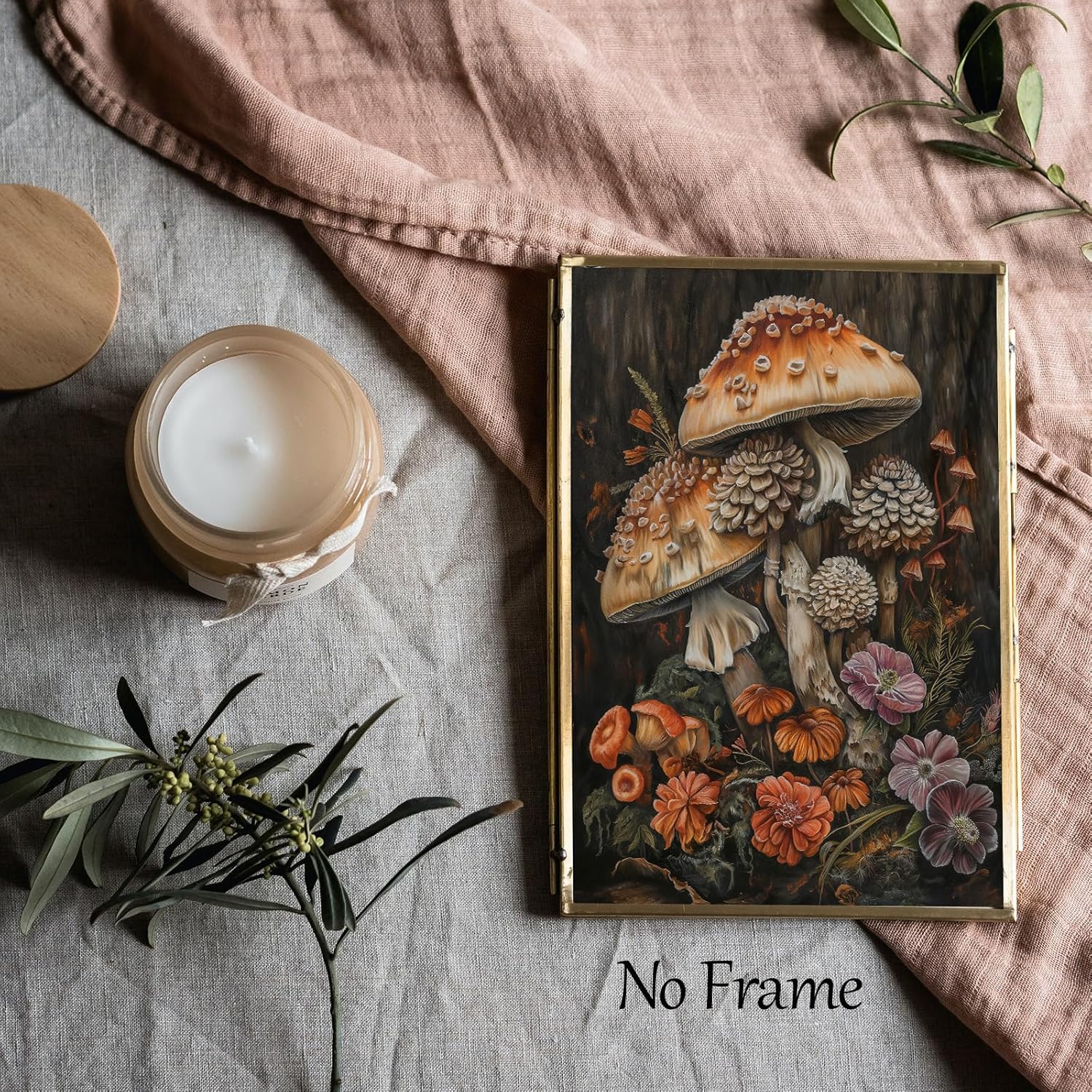 Vintage Mushroom Canvas Wall Art Retro Cottagecore Prints Vintage Gothic Poster Dark Academia Paintings Moody Prints Mushroom Canvas Art Retro Gothic Pictures Dark Floral Artwork 16x24inch No Frame - Image 5