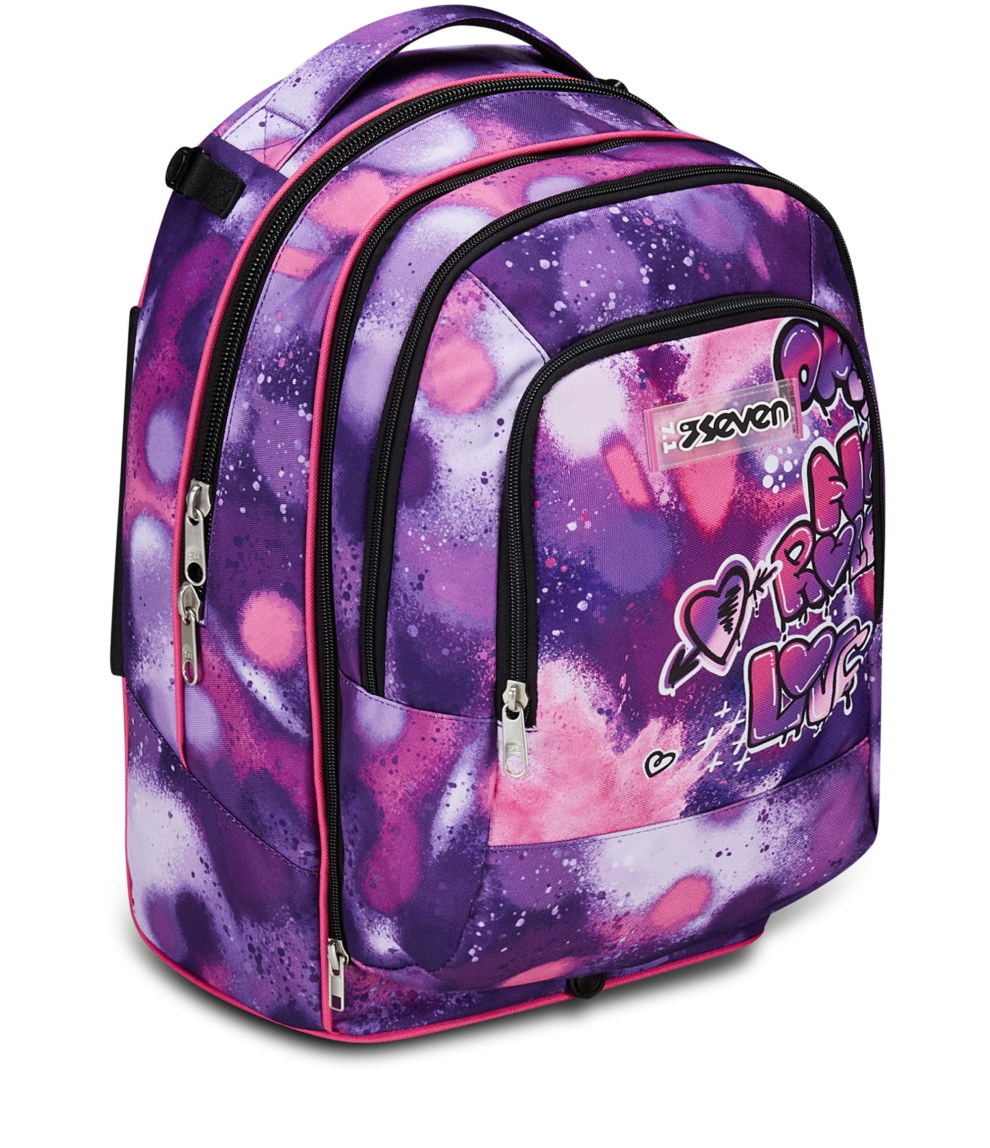 Seven Trolley Scuola Jack Detach 3 Ruote, Viola Fucsia, Bubble Street, 3 in 1, Zaino Con Carrello Sganciabile, Tasca Amovibile Uso Zainetto e Crossover System, Zaino Scuola Viaggio, Bambina Ragazza