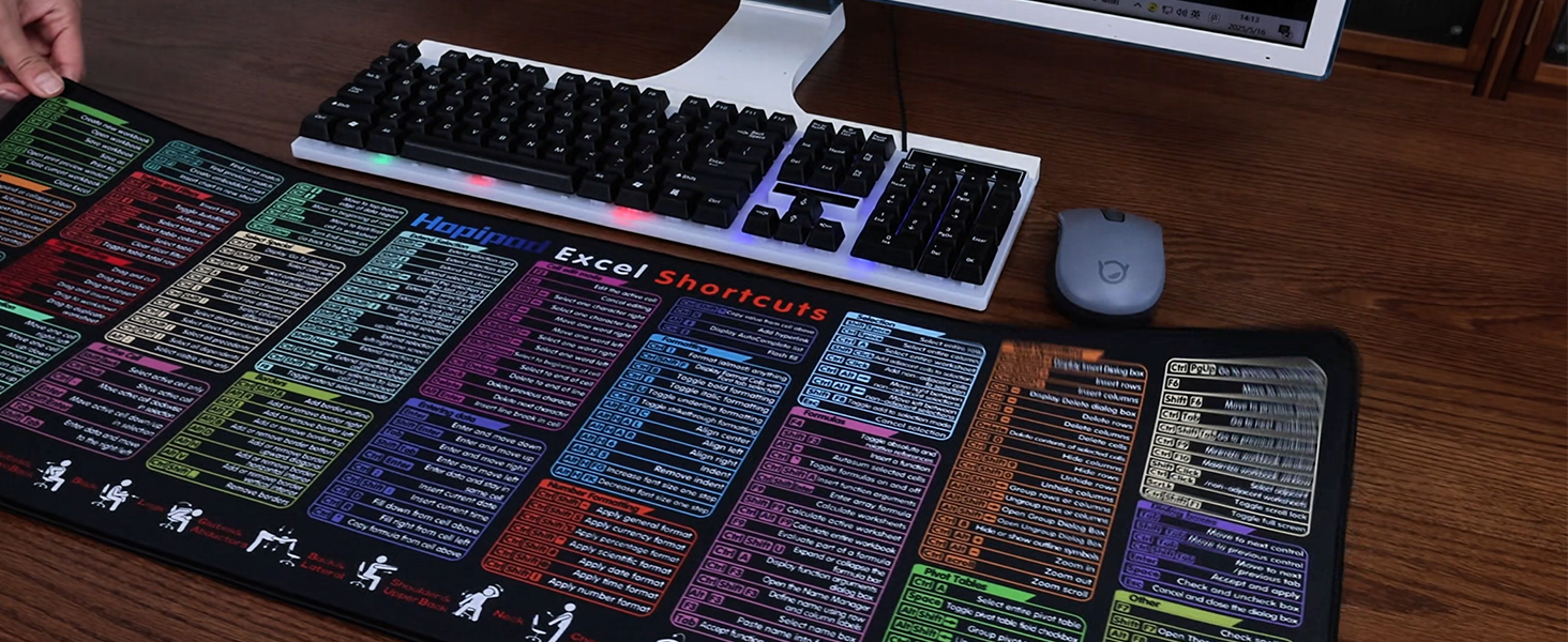 Cheat Sheet Mouse Pad For Excel/Word/Photoshop/Windows/Gmail/ChatGPT...
