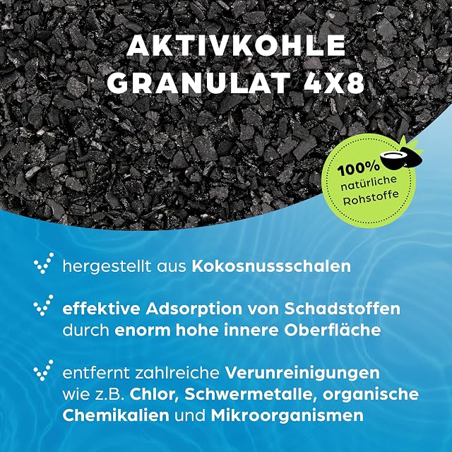 Foto 4 de 8 de ADNOL® Carbón activo granulado de 5 litros de cáscaras de coco para filtro de agua para acuario y estanque…