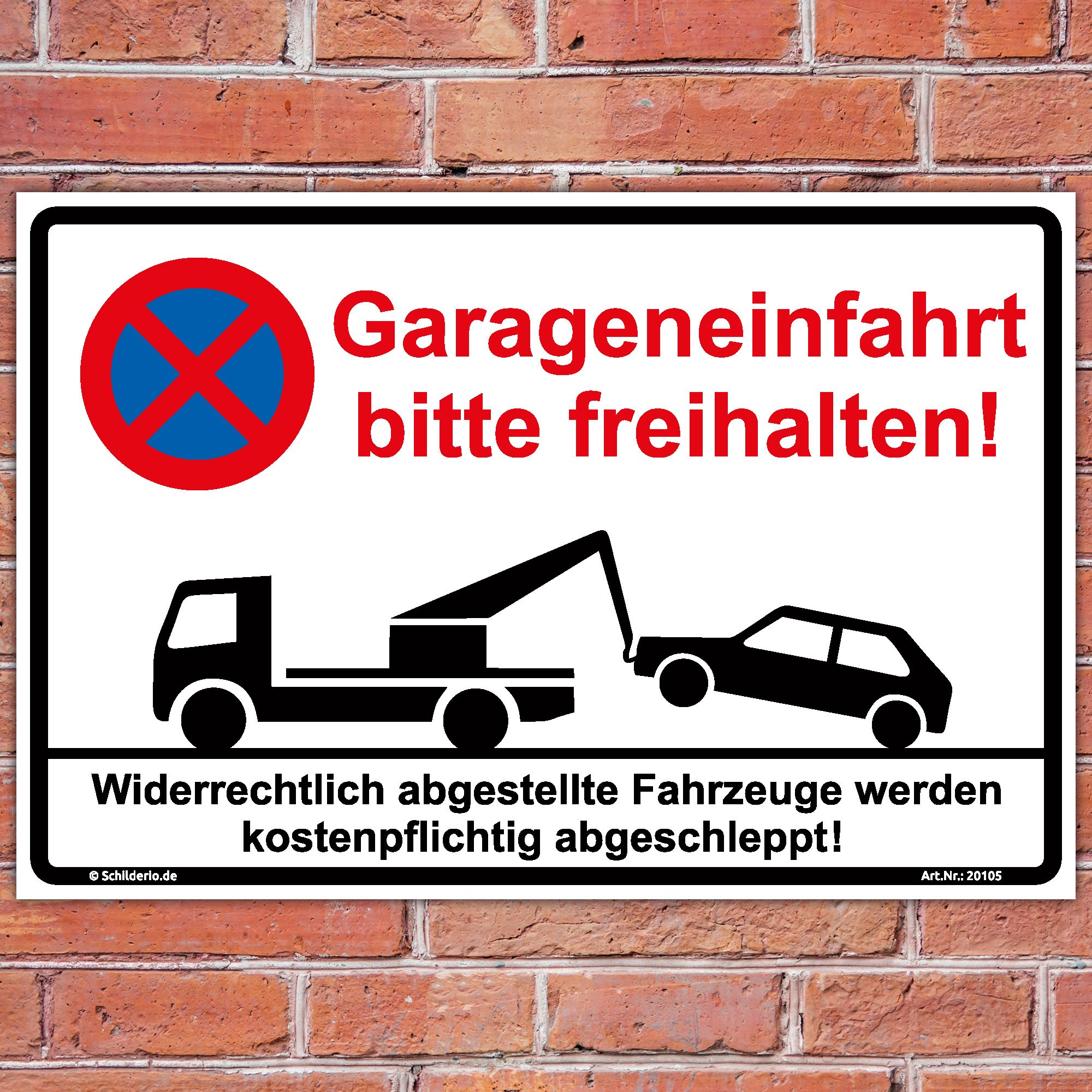 Schild Garageneinfahrt freihalten Hinweisschild 600x400mm stabile Aluminiumverbundplatte 3mm stark, inkl. 4 Eckbohrungen
