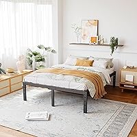 Vista 2 de ZIYOO Full Size Bed Frame 14 Inches High 3 Inches Wide Wood Slats with 3500 Pounds Support for Foam Mattress, No Box Spring Needed, Underbed Storage
