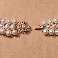 Vista 4 de Ross-Simons 6-11.5mm Cultured Pearl Graduated 3-Strand Necklace With 14kt Yellow Gold