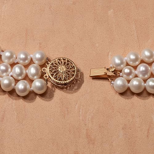 Miniatura 4 de Ross-Simons 6-11.5mm Cultured Pearl Graduated 3-Strand Necklace With 14kt Yellow Gold