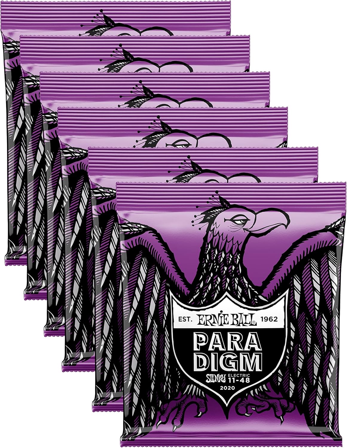 6 PACK Ernie Ball 2020 Paradigm Power Slinky Electric Guitar Strings, 11-48