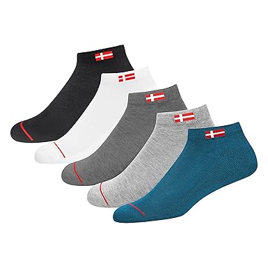 KOPNHAGN Men's Premium Cotton Cushion Sports Ankle Socks, Pack of 5 Assorted Colours