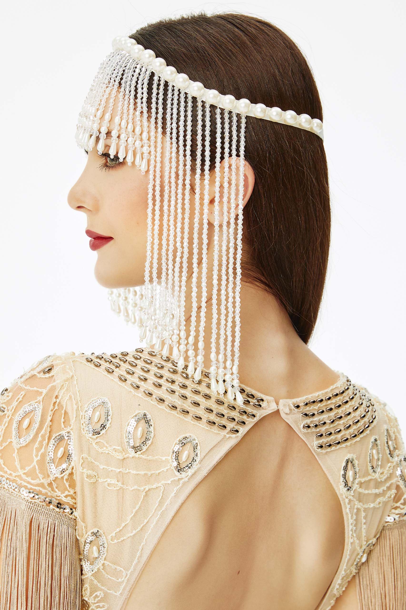 Vintage Elegant Pearl Embellished Headband Amazon.com : WILLBOND 3 Pieces Pearls Headband Knotted  main image 3