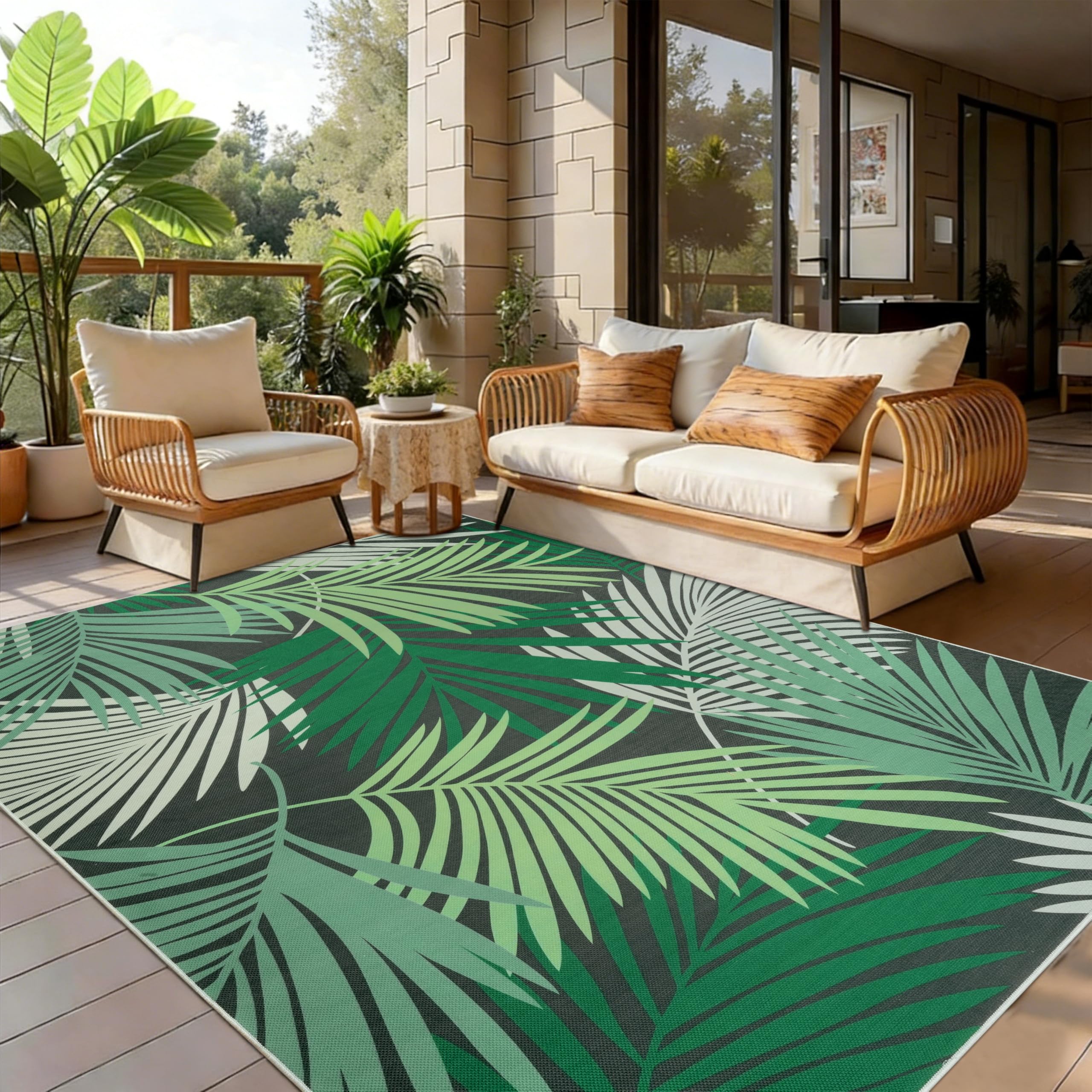Tapis de salon lavable et résistant pour cuisine et terrasse