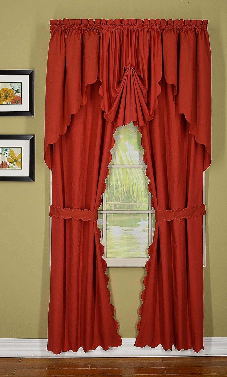 Today's Curtain, Orleans Scallop Curtain, Brick Red 84