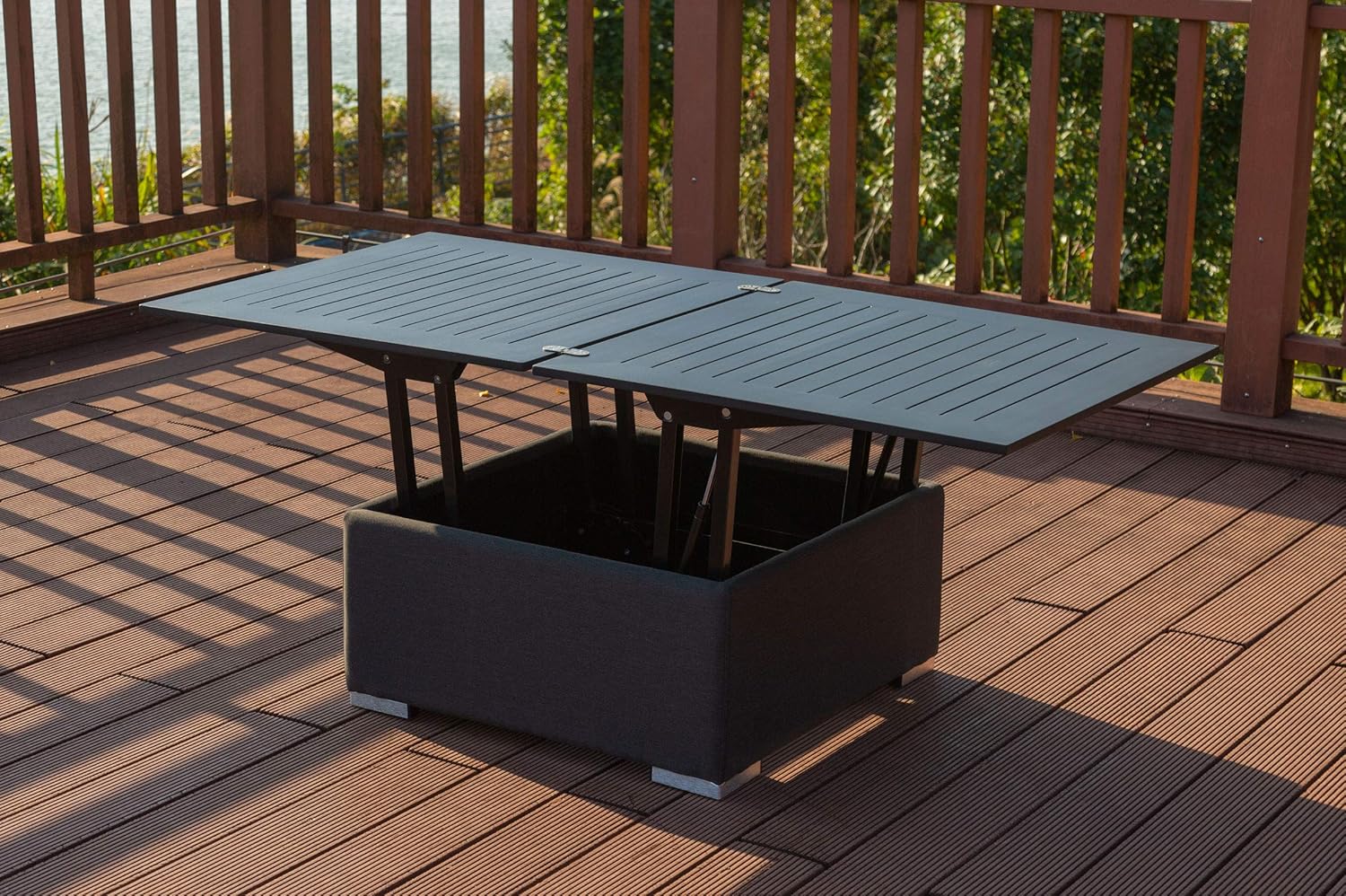 Amazon.de OUTFLEXX Loungetisch, sooty, Alu/Sunbrella, 78/157 x 78 x 37