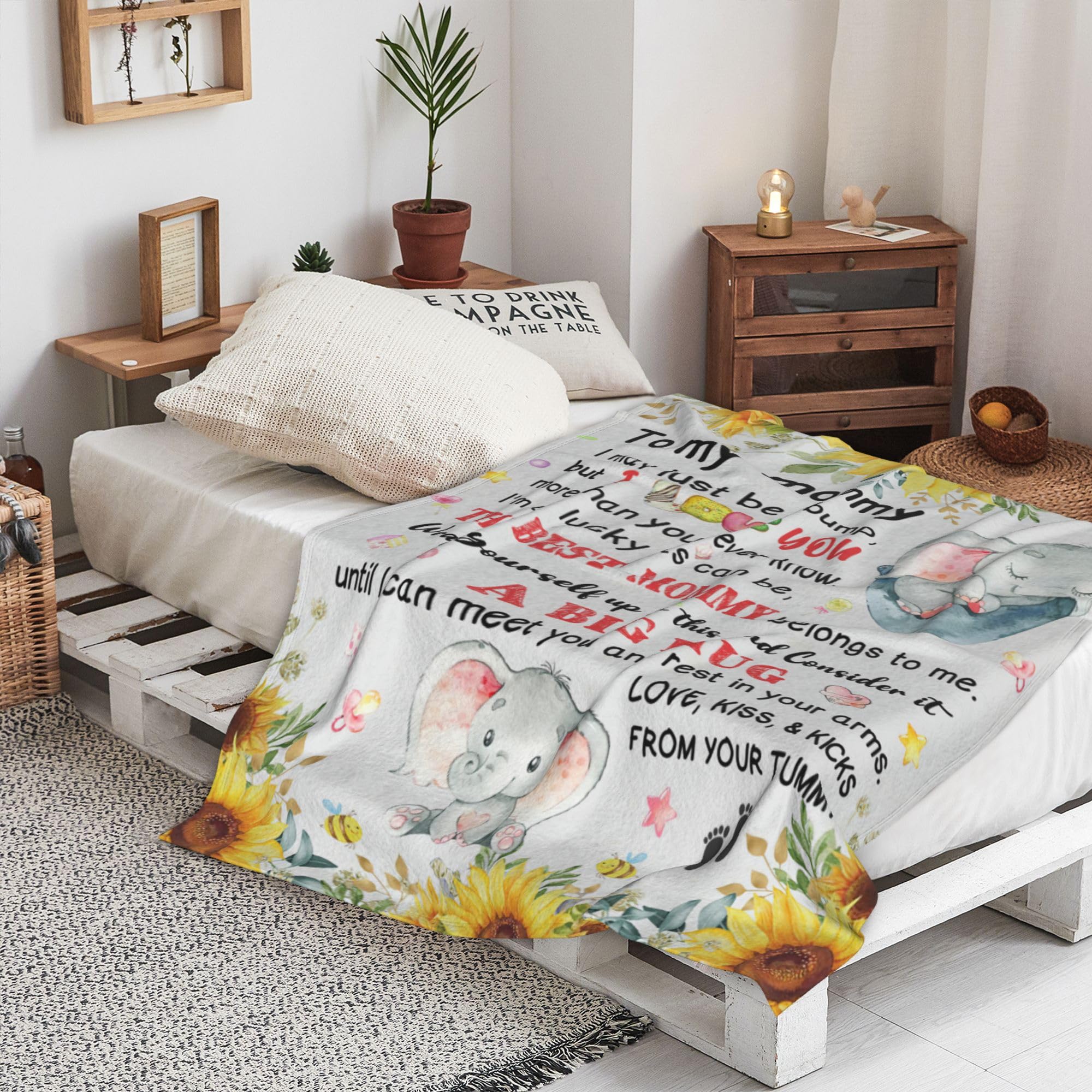 New Mom Gifts, Moms to be Gift, First Time Mom Gifts, Pregnancy Postpartum Gift for Mommy Mother, Soft Flannel Throw Blanket 60"×50"