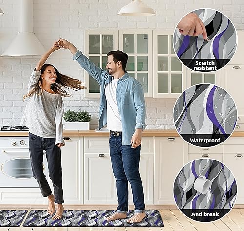 Vista 63 de weesire Alfombra de cocina verde antifatiga para el suelo de la cocina, alfombras de cocina, verde salvia, floral, hierbas, espuma viscoelástica