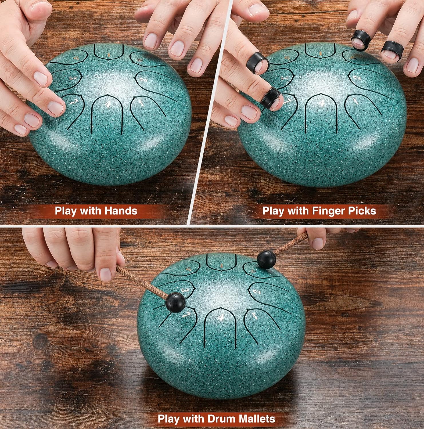 Buy LEKATO Steel Tongue Drum, 6 Inch 8 Notes Steel Drum C Key Beginner