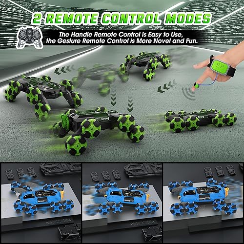 Miniatura 9 de cossy 8WD Gesture Sensing Rc Stunt Car, 2 modos de autos Rc, auto de acrobacias a control remoto con luz y música, rotación de 360 grados, auto de