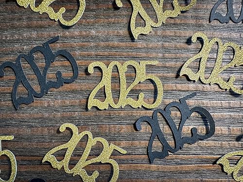 Miniatura 2 de Gold and Black 2025 Graduation Party Confetti