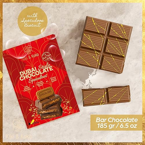Miniatura 8 de Dubai Chocolate  Barra de chocolate con leche belga de 6 onzas con crema Lotus Speculoos, galletas de loto y Kadayif crujiente  Hecho a mano de