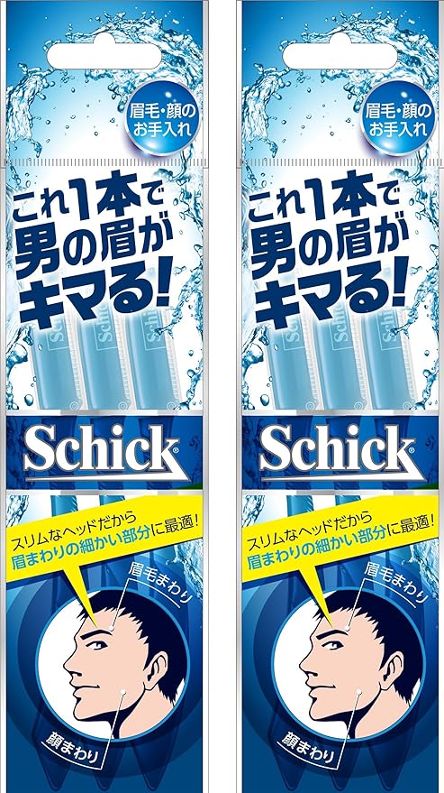 Amazon Co Jp シック Schick メンズ Lディスポ 使い捨て 顔 眉毛用 セーフティガード付 男性 フェイス 単品 3本入 2個 ビューティー