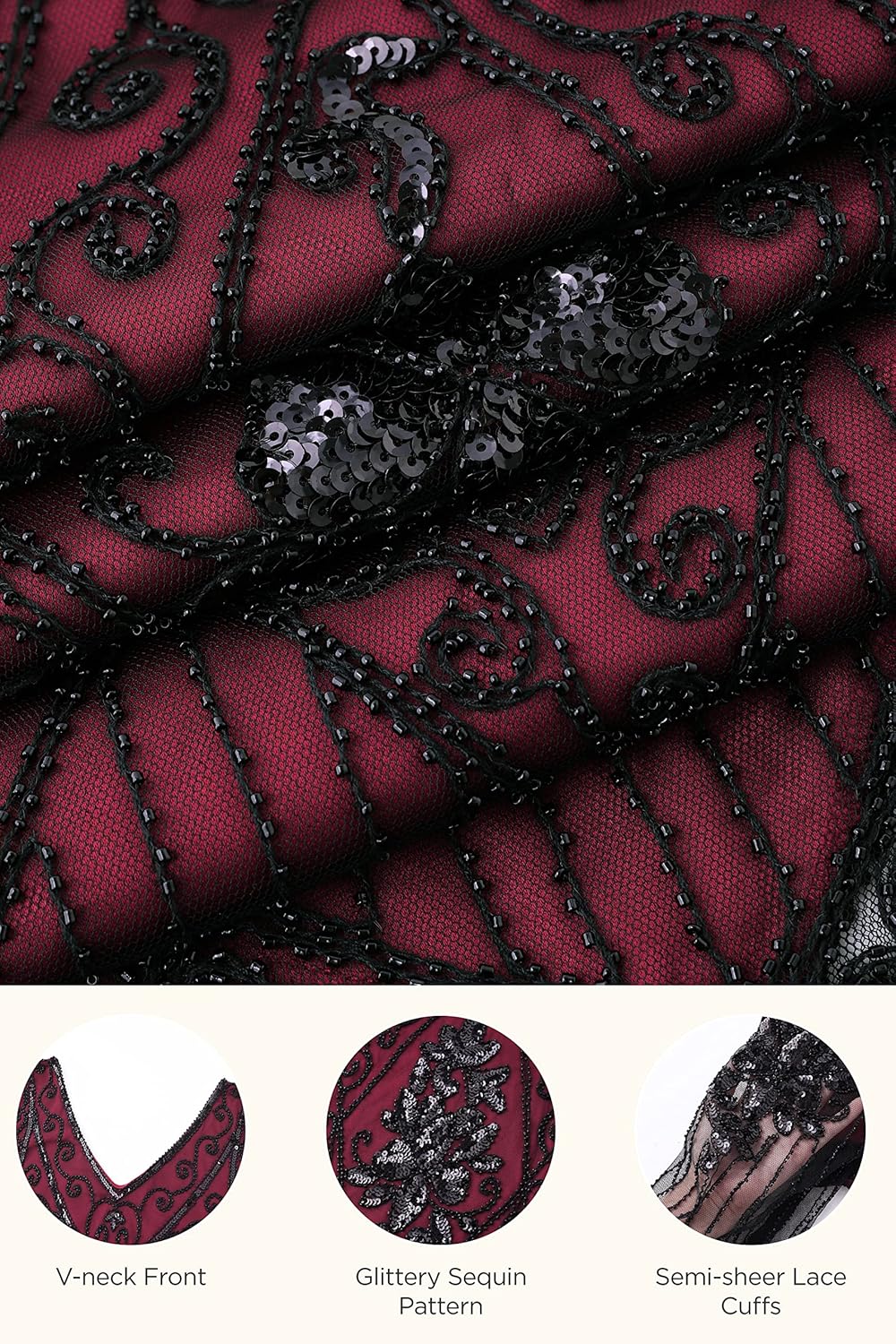 BABEYOND Great Gatsby Dresses for Women Plus Size Cocktail Dress 1920s Flapper Costume for Women