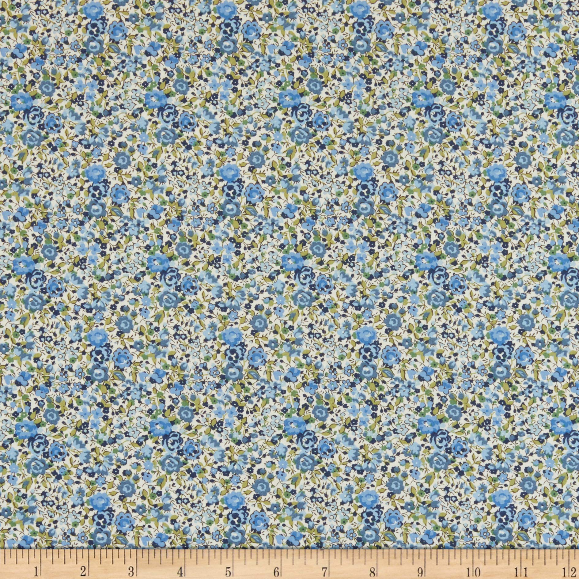 Liberty Fabrics Tana Lawn Emma and Georgina Blue/Multi, Fabric by the Yard