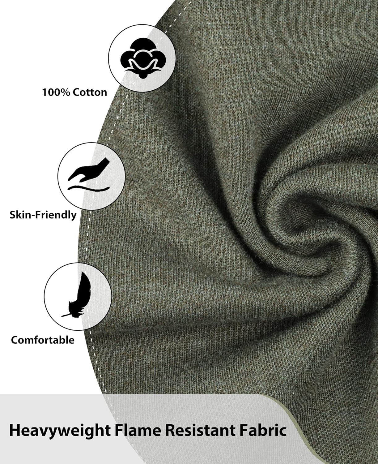 BOCOMAL FR Shirts Flame Resistant Henley Shirt NFPA2112/CAT2 7oz Men's Long Sleeve Fire Retardant Clothing