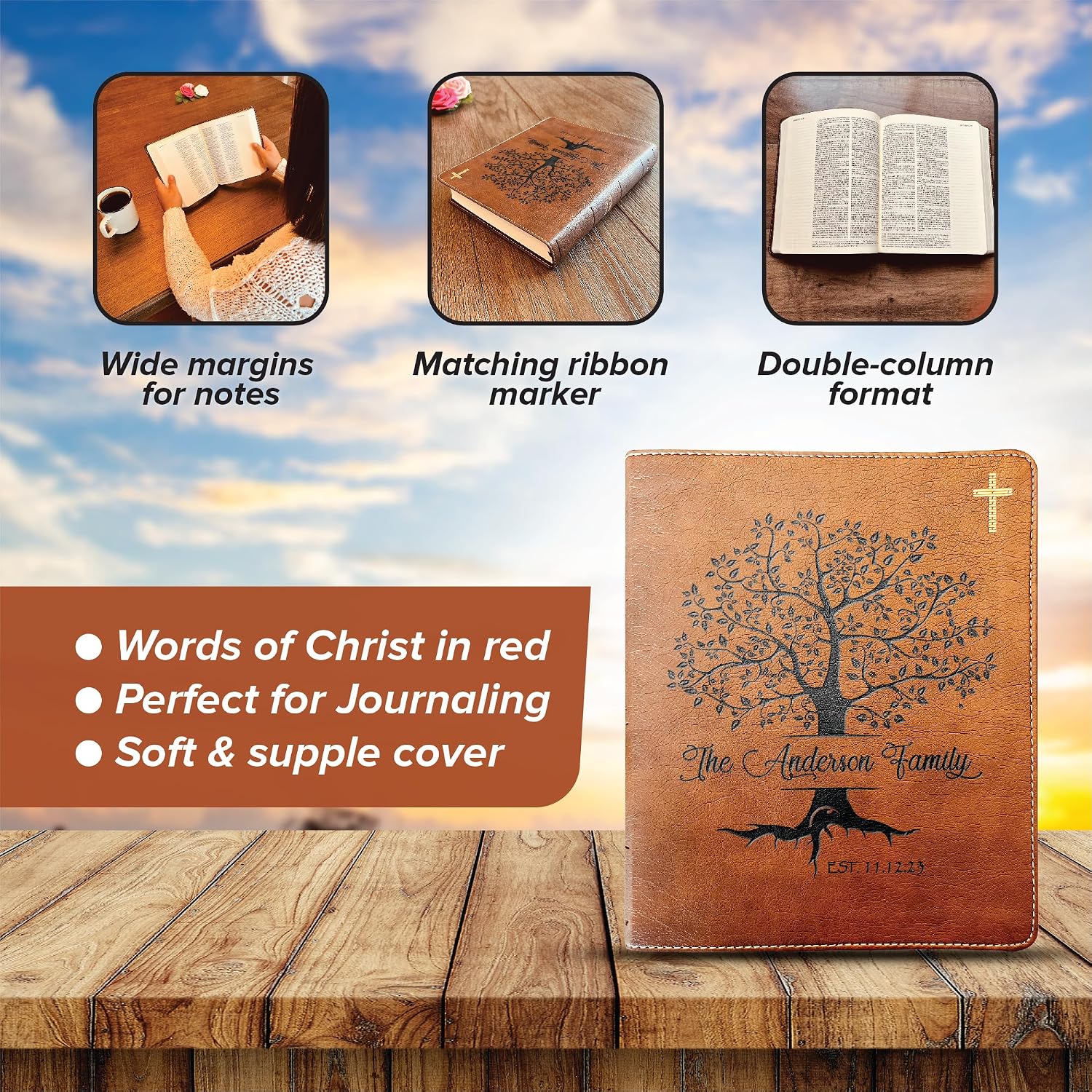 STARKENBURG COMPANY Personalized Family Bible, Custom NIV Family Journaling Bible, Wedding Gifts, Christian Gifts
