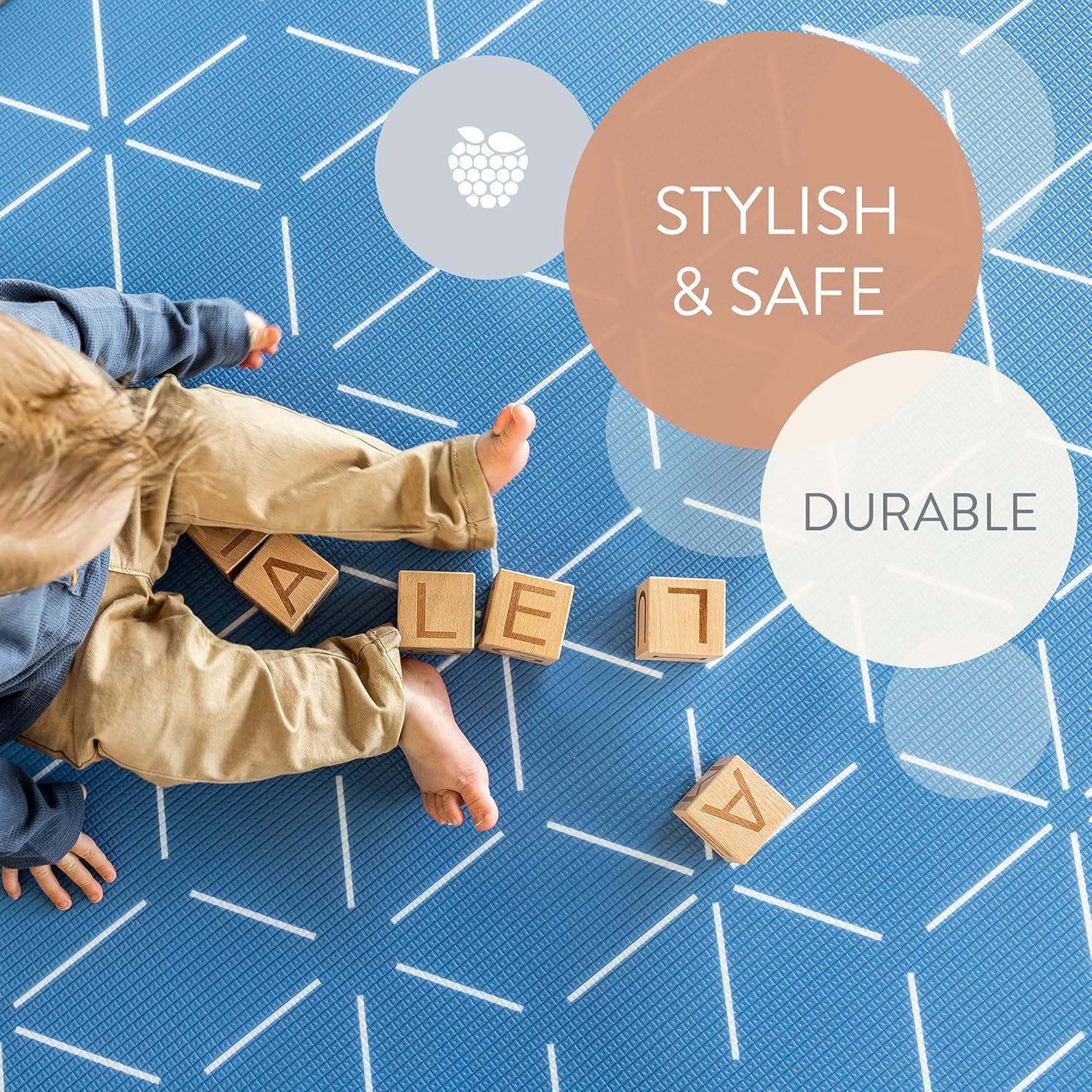 Berry Lane Baby Play Mat | Large 6.5 ft x 4.5 ft One-Piece Reversible Foam Floor Playmat | Tummy Time | Extra Soft & Thick | Non-Toxic | for Infants, Babies, Toddler, and Kids