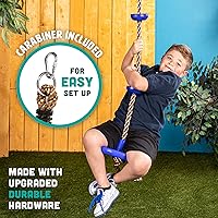 Vista 4 de Squirrel Products Cuerda de escalada con columpio de disco - Equipo de juego activo para exteriores - Azul