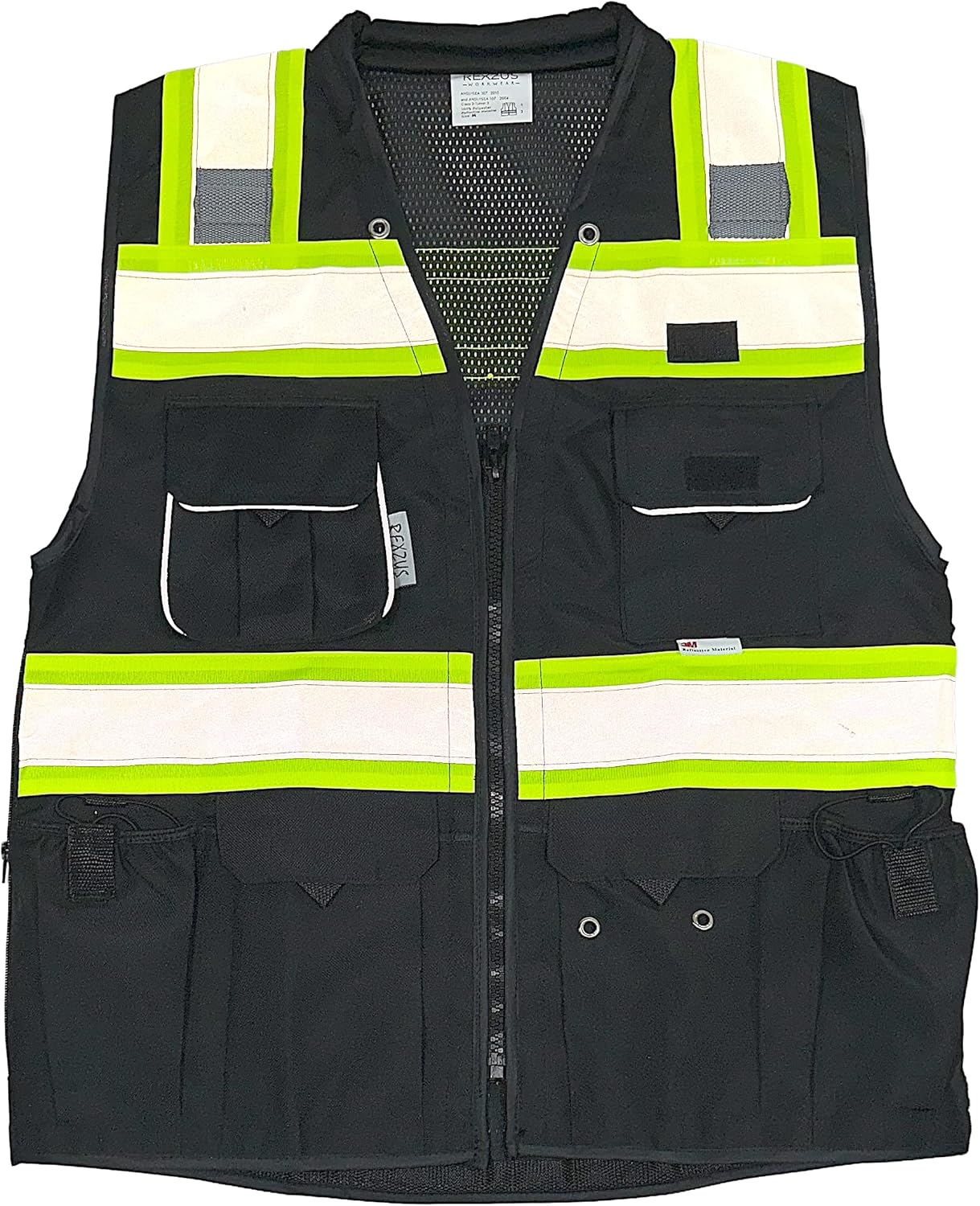 Vero1992 Safety Vest Black For Men's Class 2 Heavy Duty Utility Pockets Premium Black Series (X-Large)
