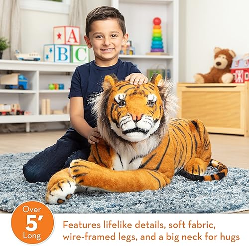 Miniatura 2 de Tigre gigante de peluche de Melissa  Doug realista más de 5pies de largo