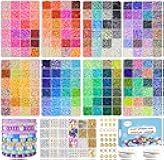 Redtwo 46000 Pcs Clay Beads Friendship Bracelet Making Kit, 192 Colors 9 Boxes Flat Polymer Clay Heishi Beads Set for Jewelry Making with Letter Bead Elastic String, Gifts for Girls 8-12