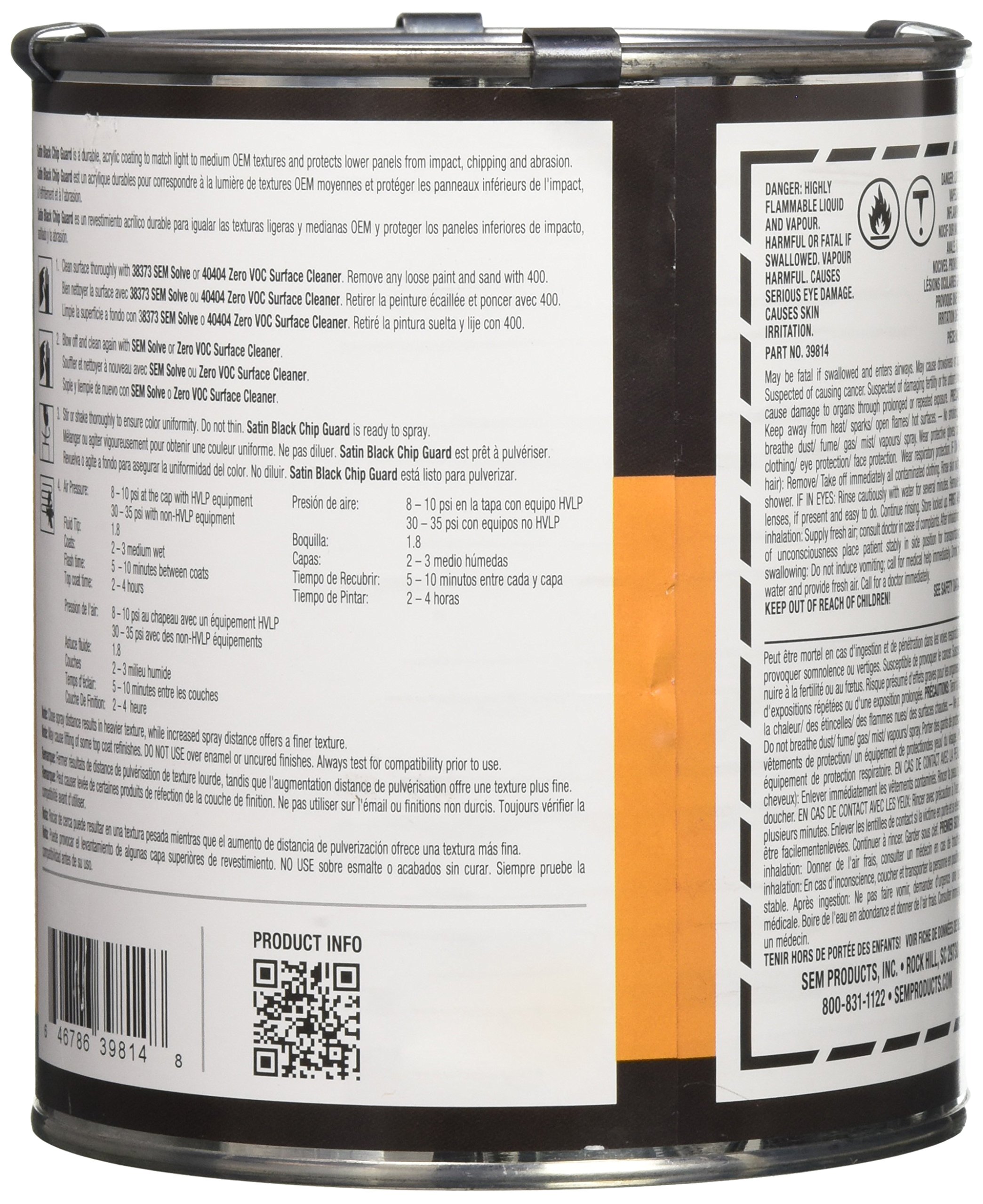 SEM 39814 Satin Black Chipguard - 1 Quart